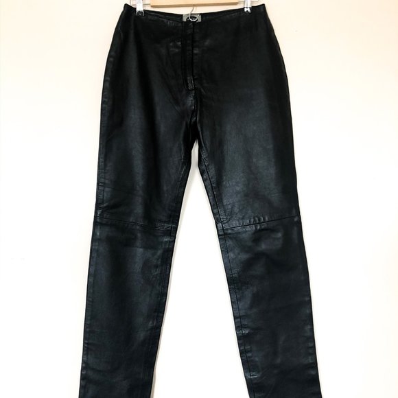 Genuine LEATHER 2000 Black Women's Pants size12 - Picture 2 of 8